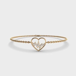 Brazalete de diamantes Heartbeat San Valentín especial para mujer de oro amarillo de 14 quilates - Imagen 1 de 6