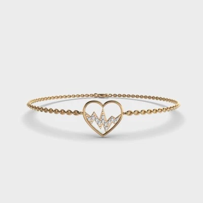 Heartbeat Valentine Special Women 14K Yellow Gold Diamond Bracelet - Image 1 of 4