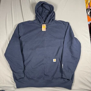 Carhartt Rain Defender Hoodie Men 2XL Tall Navy Fleece Lined Drawstring Pullover - Picture 1 of 7