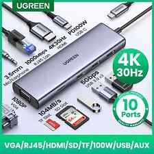 Adaptador Ugreen USB Tipo C Hub 4K HDMI RJ45 3.0 PD 100W Dock MacBook Pro Air 3.1