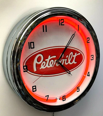 16" PETERBILT Logo Sign Red Neon Clock Cover
