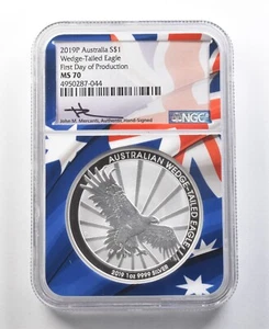 2019 P Australia Silver Dollar Wedge-Tailed Eagle FDOP Mercanti MS70 NGC *0242 - Picture 1 of 3