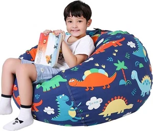 Lukeight Stuffed Animal Storage Bean Bag Chair for Kids Stuffed Animal Bean Bag - Picture 1 of 4