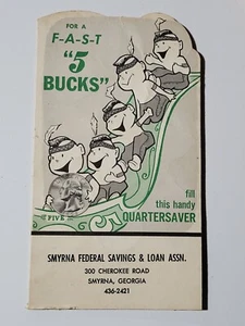 50's Little Chief Indian Quarter Saver Bank Kids Card Smyrna Federal Atl Vtg - Picture 1 of 3