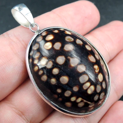 925 Sterling Silver Natural Brown Spotted Shell Pendant Jewellery NSP-179 - Image 1 of 4