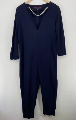 Mono MARTIN GRANT 42 elástico mezcla de seda ojo de cerradura manga larga recortado azul Foto 1 de 4