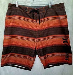 Hurley Swim Shorts Mens Size 38 Summer Surf Swim Beach Brown Striped - Picture 1 of 4