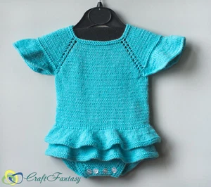 Hand Knitted Baby Girl Summer Romper Ballerina 0-3 months Photo prop - Picture 1 of 4