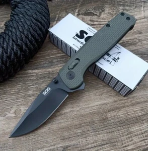 SOG Terminus XR Folder 3" CRYO D2 Steel BLACK Blade GREEN Handle Knife FREE GIFT - Picture 1 of 15