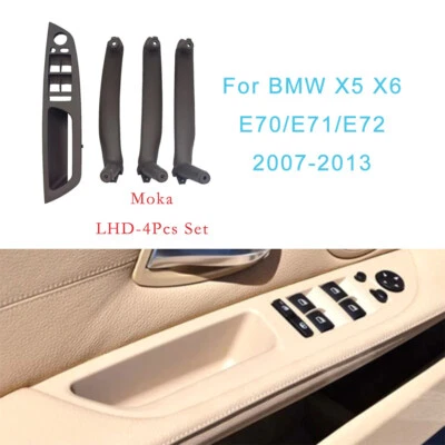 4PCS Moka Interior Armrest Door Panel Handle Set For BMW X5 X6 E70 E71 E72 LHD Foto 1 de 4