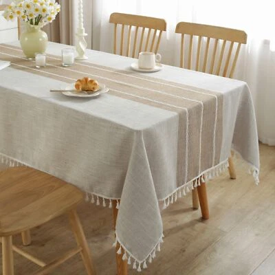 Tablecloths for Rectangle TablesCotton Linen Table Cloth Waterproof Tableclot... - Image 1 of 4