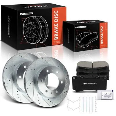 6x Front Drilled Brake Rotors & Brake Pads for Hummer H3T 2009-2010 H3 2006-2010 - Image 1 of 4