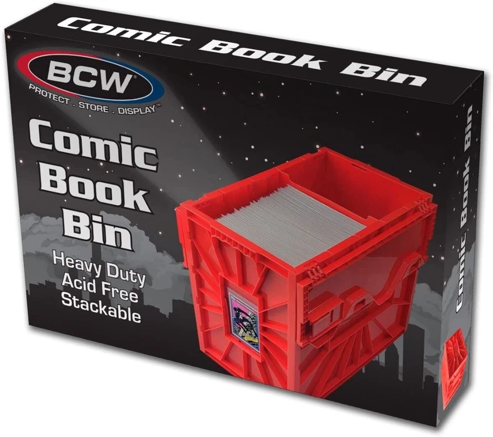 1 BCW Red Short Comic Book Bin - Heavy Duty Acid Free Plastic Stackable Box !!!!