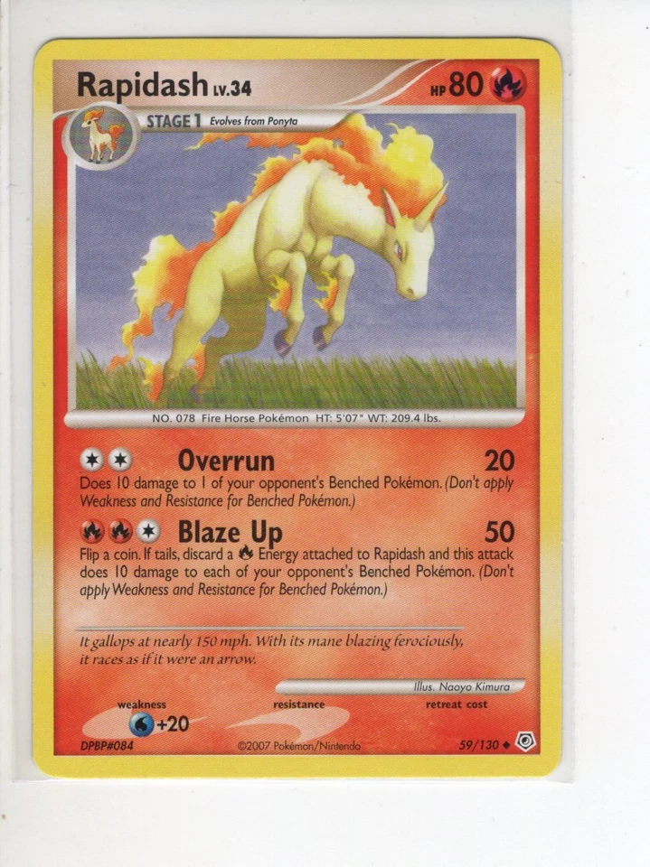 RAPIDASH DIAMOND & PEARL BASE POKEMON CARD 59/130 LP - Image 1 of 1