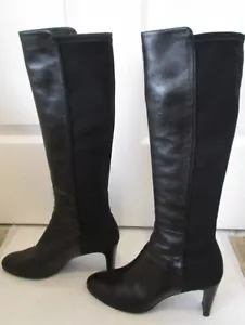 STUART WEITZMAN Black Nappa Leather & Microfiber "Halfhi" Knee High Boot - 7 - Picture 1 of 8