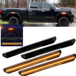 4x For 2020-2024 GMC Sierra 2500 3500 HD LED Front Rear Side Marker Light Smoked - Picture 1 of 6