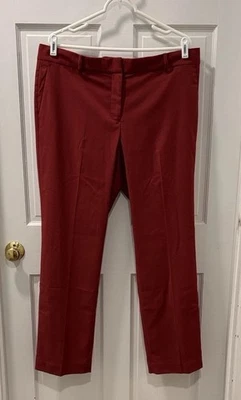 Pantalones Ann Taylor Nuevos con Etiquetas Sophia Pierna Recta Talla 14 Color Ladrillo Brillante Oficina Foto 1 de 4