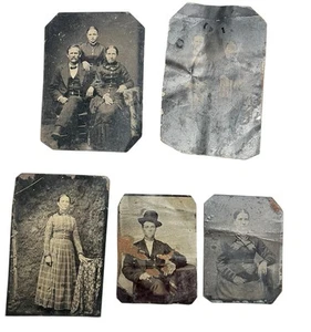 Lot Of 5 Antique Tintype Photographs - Picture 1 of 7