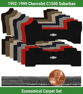 Juego de alfombrillas Velourtex personalizadas para Chevy C1500 Suburban 92-99 con logotipo (2 piezas) #CNJ Foto 1 de 4