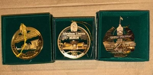 Set of 3 President Lincoln Museum 24 kt Gold Christmas Ornaments 2003 2004 2005 - Picture 1 of 12