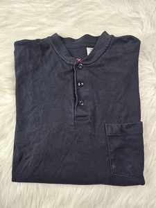 Camisa Bulwark FR Para Hombre L Azul Henley Manga Larga Bolsillo Ropa de Trabajo - Imagen 1 de 11