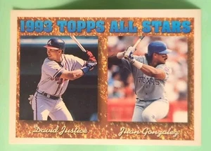 1994 Topps - 1993 Topps All Stars Juan González, David Justice #389 - Picture 1 of 2