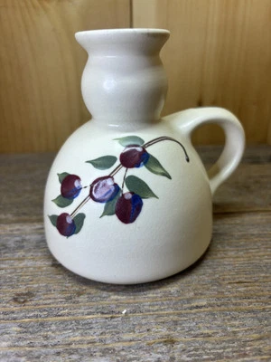 Vintage Pottery Stonewear Candle Holder Chamber Hand Painted Signed - Image 1 of 4