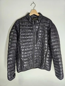 J. Crew Puffer Jacket Mens Large Black Shiny Zip Up Primaloft Nylon - Picture 1 of 6