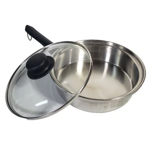 Amway Queen 8" Edelstahl Bratpfanne Pfanne mit isoliertem Griff & Glasdeckel - Bild 1 von 8