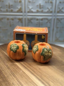 1993 Brinns Harvest Pumpkin Candle Holders Made In Taiwan - Picture 1 of 7