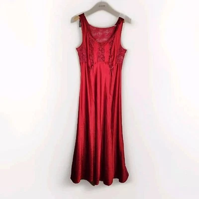 Vestido Cabernet De Colección Encaje Satinado Largo Dormir Talla Grande Rojo Budiour Femenino  Foto 1 de 4