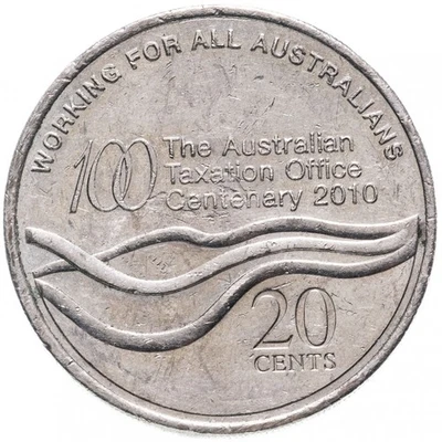 Australia | 20 Cents Coin | Anniversary of the Taxation Office | KM:1513 | 2010 - Image 1 of 4