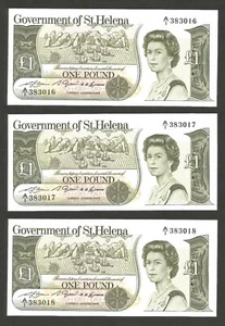 Saint Helena 1 Pound N.D. (1981); UNC; P-9a, BNB-B305a; 3 consecutive ser # - Picture 1 of 2