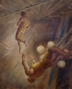 The Flying Codonas Art Print John Steuart Curry 1933 Acrobats Trapeze WPA - Picture 1 of 2