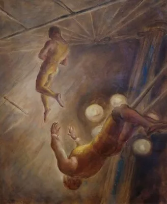 The Flying Codonas Art Print John Steuart Curry 1933 Acrobats Trapeze WPA - Image 1 of 2