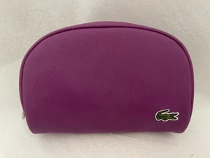 Purple Lacoste Logo Zipper Cosmetic Makeup Bag Pouch w Crocodile Logo 4.5"x6.5" - Picture 1 of 12