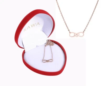Infinity Herz Kette Anhänger Strass Rose-Gold Ewige Liebe Muttertag Geschenk  - Bild 1 von 4