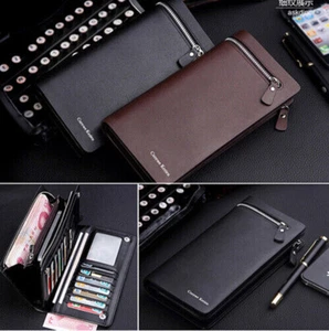 Mens Leather Wallet Large Capacity Multi Card Holder Long Purse Billfold Clutch - Picture 1 of 18