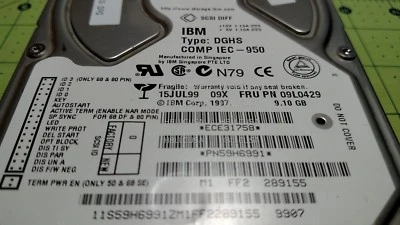 IBM 59H6991 09L0429 UltraStar 9LP 9.1GB 9GB, SCSI Differential DGHS-09X - Tested - Image 1 of 4