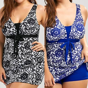 дLady Plus Size Swimsuit Swimdress Swimwear Boyshorts Costume Dress Tankini New - Picture 1 of 10