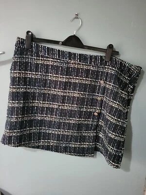 BNWT Monsoon Size 22 Blue Check Boucle Skirt (624/124/v) - Image 1 of 2