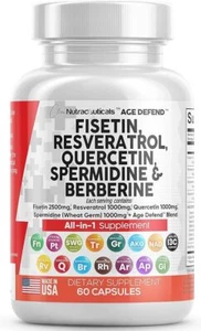 Fisetin 2500mg Quercetin 1000mg Resveratrol 1000mg Spermidine Wheat Germ - Picture 1 of 2