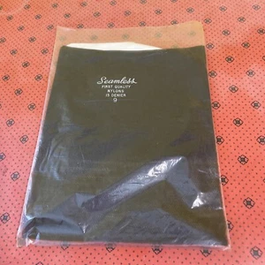 New Vintage Seamless Stockings 100% Nylon Black Size 9 Hosiery 15 Denier - Picture 1 of 5