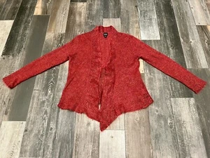 EILEEN FISHER Mohair Wool Blend Burnt Orange Open Front Knit Cardigan Sweater L - Picture 1 of 6