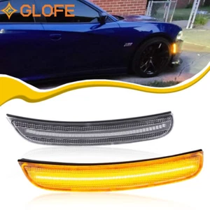 Clear Lens Amber LED Side Marker Signal Lights Front For 15-2020 Dodge Charger - Picture 1 of 9