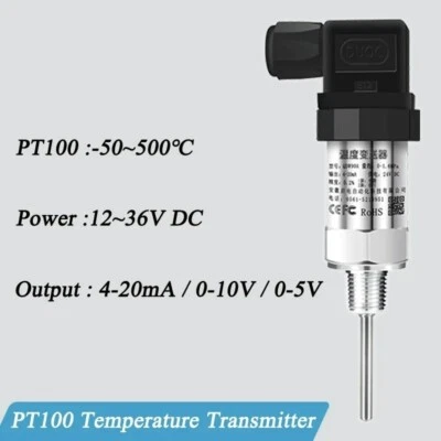 Temperature Transmitter Sensor 4 20ma 0 10V RS485 Transducer Probe 0-500℃ RTD - Image 1 of 4