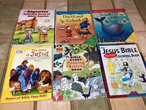 6 New Children’s Bible Coloring Sticker & Activity Books Jesus Jonah - Picture 1 of 5