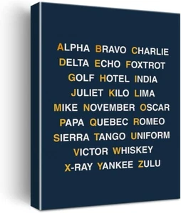 Impresión de arte de pared de lienzo de inspiración estirada del alfabeto fonético 40x50 cm - Imagen 1 de 3