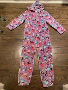 Candy Pink Purple Fleece Cupcake Hot Cocoa One Piece  10/12 Pajamas - Picture 1 of 8