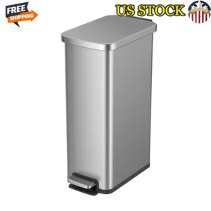 Slim Stainless Steel Step Trash Can 7.9 Gallon Fingerprint Resistant Soft Close - Picture 1 of 6